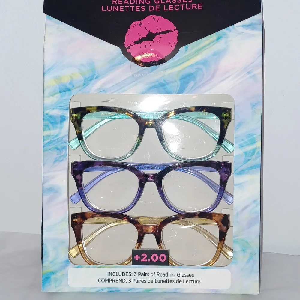2.00, 2.50 3 pr Ombre Tortoise Shell Reading Glasses in box Betsey Johnson - Picture 8 of 9